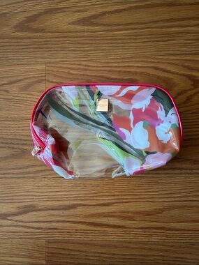 Ted Baker Clear Floral Cosmetic Pouch in Pink and Green